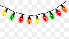 christmas lights are hanging on the string, with red and green lights attached to them