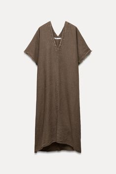 LINEN BLEND TUNIC DRESS ZW COLLECTION - Brown | ZARA United States Cargo Shirts, Shirt Blouses Tops, Cardigan Sweater Dress, Leather Shirt, Blazer And Shorts, Zara Woman, Short Shirts, Sweaters Knitwear, Zara United States