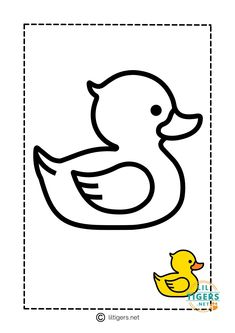 a black and white drawing of a rubber ducky with an outline for the image