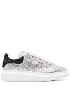 white/black silver-tone suede leather crystal embellishment contrasting branded heel counter logo-print tongue round toe front lace-up fastening leather lining padded ankle branded leather insole chunky rubber sole This piece comes complete with a protective dust bag. We've partnered with Good On You — an independent agency that rates how brands perform in relation to their impact on the planet, people and animals, with a multi-criteria rating simplified to a five points scale. In order to be awarded our conscious label, larger brands need to score a minimum of four out of five ('Good'), while smaller brands must score at least three out of five ('It's A Start'). This item comes from a brand rated three out of five ('It's A Start') by Good on You at the time it was added on FARFETCH. Pleas Luxury High-top Platform Sneakers With Textured Sole, Luxury Platform Sneakers With Contrast Sole And Round Toe, Modern Silver Sneakers With Contrast Sole, Silver Leather Sneakers With Contrast Sole, Silver Low-top Sneakers With Contrast Sole, Luxury Low-top Platform Sneakers With Studded Outsoles, Luxury Studded Platform Sneakers With White Sole, Silver Lace-up Sneakers With Textured Sole, Silver Low-top Sneakers With Textured Sole