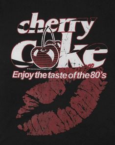 a black shirt with the words cherry coke on it and an image of a lips