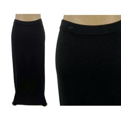 1990's vintage sweater knit skirt. Long black straight maxi in an acrylic wool blend. This minimalist elastic waist pencil skirt is perfect for winter and can be styled in so many ways.  Made in Hong Kong by Jones New York.     MEASUREMENTS: Waist - 33 inches up to 38 inches Hips - 40 inches Length - 37.5 inches Modern size:  Large Label marked size: Large Condition: Near new - No issues Fabric: 70% acrylic, 30% merino wool  Fiber care: Hand wash, dry flat ♥ Thank you for visiting Magpie & Otis! Affordable Fitted 90s Style Skirt, Long Winter Skirt, 1990s Clothes, Long Skirt Winter, Sweater Knit Skirt, Long Black Sweater, Maxi Pencil Skirt, Winter Skirt, Clothes Women