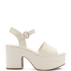 Miso Platform Strap Sandal In Ivory Leather Classic Closed Toe Cream Sandals, Cream Ankle Strap Sandals With Cushioned Footbed, Cream Ankle Strap Sandals With Buckle Closure, Classic Cream Closed Toe Sandals, Cream Ankle Strap Heels With Buckle, Cream Ankle Strap Heels With Buckle Closure, Adjustable Cream Platform Sandals, Elegant Adjustable Platform Sandals, Cream Leather Sandals With Adjustable Strap