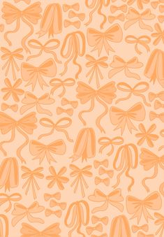 an orange background with bows and hearts