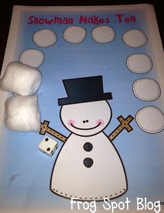 a snowman makes tea book with marshmallows on it and an image of a snowman