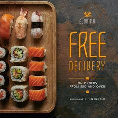 sushi platter with free delivery on orders from $ 10 and over at euomia