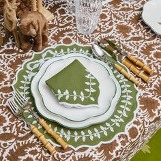 Chocolate Pheasant Tablecloth Laurel Leaves