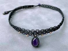 This beautiful macrame choker is made of high quality waxed cord，natural amethyst and 14k rose gold filled beads. The stones and the cords are hypoallergenic and skin friendly. The necklace is light and strong. As time passes the coulours does not fade away. I make this beautifulchoker necklace knot by knot with macrame technique. This handmade woven necklace is simple elegant. It is an great idea for soul sister gift, it could be a daughter gift from mom, 21st birthday gift for her...If you are Adjustable Amethyst Jewelry For Festival, Adjustable Hand Wrapped Amethyst Necklace, Handmade Adjustable Amethyst Necklace, Handmade Adjustable Crystal Choker Necklace, Handmade Amethyst Choker Jewelry, Handmade Adjustable Crystal Choker, Macrame Choker Necklace As Gift, Adjustable Wire Wrapped Crystal Choker, Purple Adjustable Handmade Choker