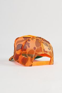 Miracle camo trucker hat with mesh paneling at the back. Adjustable snapback style. Features Miracle camo trucker hat Camo hat Mesh paneling Adjustable snap closure Front graphic text Curved brim Content + Care Polyester, cotton Spot clean Imported Size Circumference: Adjustable | Miracle Camo Trucker Hat in Neon Orange Camo, Men's at Urban Outfitters Camouflage Trucker Hat For Sports, Camouflage Snapback Trucker Hat For Sports, Camouflage Trucker Snapback Hat With Curved Bill, Camouflage Curved Bill Trucker Snapback Hat, Camouflage Trucker Hat With Curved Bill, Adjustable Camouflage Trucker Hat, Camouflage Trucker Baseball Cap, Orange Trucker Snapback Hat, Camouflage Trucker Baseball Cap Snapback