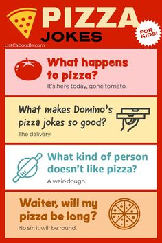 The best pizza jokes for kids. Pizza Jokes, Dinner Pizza, Birthday Card Puns, Funny Corny Jokes, Funny Pizza