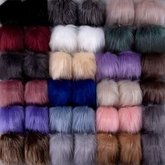 PRICES MAY VARY. Plentiful quantity - package include 40 pieces faux fox fur pom pom ball in 20 colors, 2 pieces for each color, we provide plentiful quantity for you to use and replace 20 colors - 20 different dark tone colors faux fur pom pom balls are available, beautiful and lovely as the picture show, easy to match with different colors hats, clothes, shoes or other accessories Premium material - the pom pom balls are made of imitated fox fur material, fluffy and soft handfeel, odor free an Pom Pom Balls, Faux Fur Pom Pom, Sewing Trim, Fur Pom Pom, Fringe Trim, Fox Fur, Bags Accessories, Soft Textures, Soft Colors