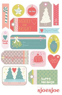 christmas and new year's greetings are shown in this set of stickers