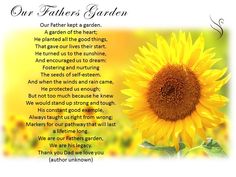 a sunflower with the poem my mother's garden