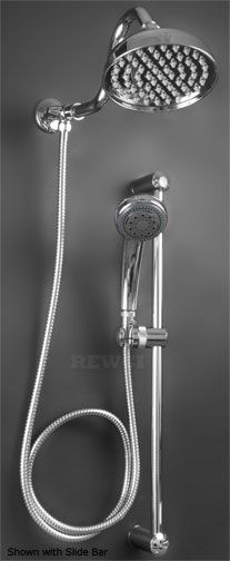 the shower head and handset are shown in this black and white photo, with an overhead