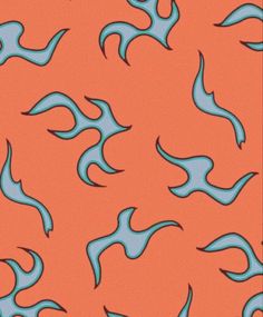 an orange background with blue swirls on it