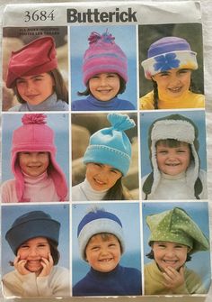 the children's hats are knitted in many different colors and sizes, including one with