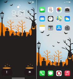 an iphone screen with halloween icons on it