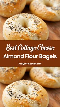 bagels with poppy seed sprinkled on top and the words best cottage cheese almond flour bagels