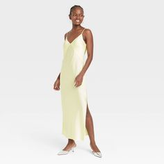 Women's Midi Slip Dress - A New Day™ : Target V-neck Slip Dress For Summer Loungewear, Fitted Summer Slip Dress For Date Night, Spring Slip Dress With Spaghetti Straps And Lining, Casual Lined Slip Dress For Spring, Fitted Slip Dress For Date Night In Summer, Spring Slip Dress With Spaghetti Straps For Day Out, Spring V-neck Lined Slip Dress, Lined V-neck Slip Dress For Spring, Fitted Slip Dress For Date Night In Spring