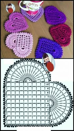 the crochet pattern is shown in three different colors and has been made to look like