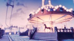 a carousel is shown in the middle of an animated scene