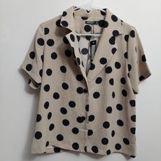 One More Button Hurt Polka Dot Blouse New With Tag. Has Two Button On The Top. Short Sleeve. Dots All Around. Chic Polka Dot Blouse With Buttons, Casual Polka Dot Blouse With Buttons, Summer Polka Dot Blouse With Buttons, Summer Polka Dot Pattern Blouse With Buttons, Polka Dot Blouse With Buttons For Summer, Polka Dot Blouse With Button Closure For Summer, Summer Polka Dot Blouse With Button Closure, Polka Dot Short Sleeve Blouse For Day Out, Polka Dot Collared Blouse With Buttons