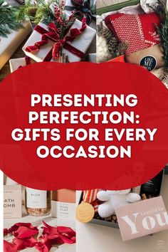 presents for every occasion with the words presenting perfectionion gifts for every occasion