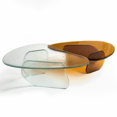 two pieces of glass sitting on top of each other