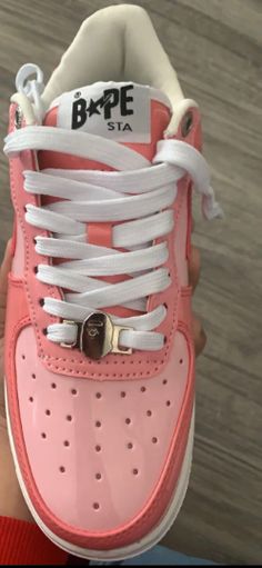 High Quality Bapesta Pink Patent Leather Unisex Sneaker Shoes