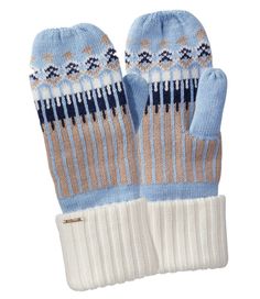 The warm, soft wool blend of these cozy mittens will help keep your fingers toasty all winter long. Slightly Fitted. Slightly Fitted. 50% recycled nylon/25% recycled polyester/25% wool. 50% recycled nylon/25% recycled polyester/25% wool. Built with a durable wool blend featuring recycled nylon and polyester. Available in eye-catching colors and prints. Available in eye-catching colors and prints. Imported. | Women's Heritage Fair Isle Mittens, Wool Blend/Nylon Fair Isle Mittens, Womens Gloves, Soft Wool, Eye Catching Colors, Ll Bean, Mitten Gloves, L L Bean, Fair Isle, One Size Fits All