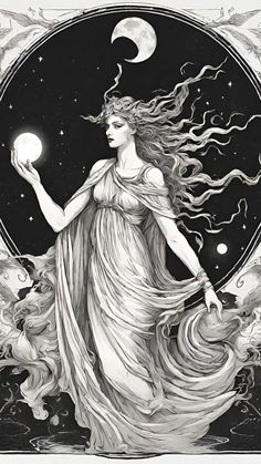 Nyx | Myths | gods | Night | Moon | Girl | Mystery | Fantasy | Morena Goddess, Nyx Greek Goddess Art, Nyx Aesthetic Goddess, Nyx Goddess Of Night Symbols, Nyx Tattoo, Deity Art, Goddess Of Night