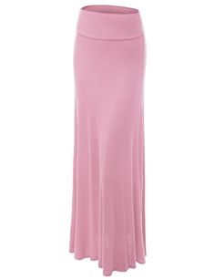 DAILYHAUTE WOMENS BOTTOM PINK / S Womens Fold-Over Maxi Skirt Long Pink Skirt, Floor Length Maxi Skirt, Coral Skirt, Long Skirts For Women, Pink Skirt, Womens Basic, Fashion Lighting, Skirt Design, Women's Wardrobe