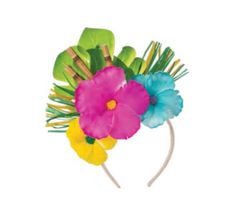 Your summer party spirit will bloom when you see this hibiscus flower headband! Each head wreath features bright colored flowers including yellow, pink, and blue on a fabric palm leaf backing. This sturdy lightweight headpiece is perfect for dress-up, luau, summer events, spirit day and other school events, Halloween, cosplay, festivals and more! Other Hawaiian/Polynesian costumes and accessories (grass skirts, leis, floral tops) are sold separately on our page - subject to availability. One siz Summer Adjustable Headpieces With Flower Decoration, Green Headband For Beach In Spring, Adjustable Summer Headpiece With Flower Decoration, Summer Adjustable Flower Decoration Headpieces, Fun Summer Hair Accessories Headband, Adjustable Multicolor Headpieces For Summer, Green Headband For Beach And Spring, Summer Flower Headband, Summer Beach Hair Accessories With Matching Headband