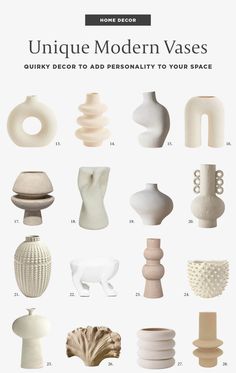 Shopping guide of unique modern vases for your home decor. Modern Vases, Apartment Decoration, Unique Home Accessories, Unique Vases, Modern Vase, Decoration Inspiration, Home Decor Vases, Vase Design