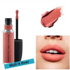 New Mull In Over Aka-Dirty Peach Color Mac Longwear Powder Kiss Formula Super Comfortable And Doesn’t Bleed Size: 0.17 Fl Oz Any Questions Send Me A Comment! Powder Pink Lipstick, Mac Powder Kiss Liquid, Powder Matte Lipstick, Longwear Lipstick, Mac Retro Matte Lipstick, Mac Retro Matte, Mac Powder, Mac Lips, Mac Matte Lipstick