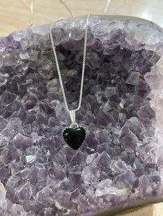 * Black onyx heart Pendant *Sterling Silver *Free Shipping *Handcrafted In USA *Jewelry ship in Gift box *Necklace length: 16” 18 inches or 20”*Cabochon may vary in color *Lovely necklace with a pendant on a sterling silver chain with spring ring closure, this necklace is so pretty . A must for any occasion .Thank You For Looking ,And Check Out More Items In My Etsy Shop For More Great Deals, Also We Add More Jewelry To Etsy Shop Regularly https://www.etsy.com/shop/ABQdesign Black Heart-shaped Jewelry For Anniversary, Black Necklaces For Anniversary On Valentine's Day, Black Necklace For Anniversary On Valentine's Day, Valentine's Day Black Necklace For Anniversary, Black Heart-shaped Gemstone Jewelry, Black Pendant Jewelry With Heart Charm, Black Heart Charm Pendant Jewelry, Black Sterling Silver Birthstone Jewelry, Black Sterling Silver Jewelry With Birthstone