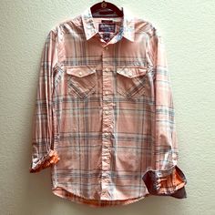 Nwt - Never Worn. All Buttons In Tact And Shirt In Excellent Condition. Casual Pink Shirt With Pockets, Pink Cotton Shirt With Pockets, Casual Long Sleeve Pink Shirt, Casual Pink Long Sleeve Shirt, Casual Pink Button-up Shirt, Pink Cotton Shirt With Button Closure, Pink Casual Shirt With Button Closure, Casual Pink Shirt With Button Closure, Pink Relaxed Fit Button-up Shirt