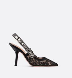 J’Adior - Shoes - Women's Fashion | DIOR Dior Slingback, Ribbon Flats, Embroidered Ribbon, Butterfly Motif, Lace Heels, Christian Dior Couture, Bow Flats, Black Butterfly, Dior Shoes