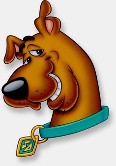 an image of a cartoon dog with a leash on it's neck and tongue out