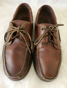 Guaranteed authentic Cabela’s Men's Dark Brown Hand Sewn Leather Boat Shoes Vibram Soles in good condition with some wear but have lots of life left! Comes from a smoke free environment! Size: 8.5 D Description: Made by Cabelas,  leather,  boat style, vibram sole Condition is Pre-owned. Shipped with USPS Priority Mail Thanks for looking! Hand Sewn Leather, Boat Fashion, Brown Hand, Leather Boat Shoes, Brown Line, Leather Material, Hand Sewn, Boat Shoes, Hand Sewing