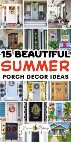 Looking for beautiful Summer Porch Decor ideas? Whether you're going for a rustic, farmhouse or a modern porch decor with a colorful look, we've got you covered. Try out some DIY Summer Porch Decor projects to add a personal touch to your space, or check out our Boho porch decor ideas for a fun and relaxed atmosphere. Don't forget to add some outdoor lighting and a summer wreath to complete the look! Get ready for the perfect summer front porch decorating ideas! Boho Porch Decor, Modern Porch Decor, Boho Porch, Summertime Decor, Modern Porch, Summer Porch Decor, Outdoor Kitchen Bars, Summer Front Porches, Porch Decorating Ideas