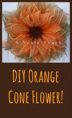 an orange flower with the words diy orange cone flower on it's side