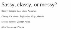 an image of the words sassy, classy, or messy?