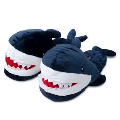 Shark Slippers Slide On With Tail  Unisex slippers great for women, men, teens and kids Funny and super plush Shark slippers with big teethy grin and a tail on heel side . These slippers are not only super plush and warm but would make the perfect gift for that someone special or the person that has everything .  They are  Navy blue slippers with a shark shape. They have a non-slip sole and are very soft and comfortable.  Enjoy the comfort of being at home and relaxing  with these wild and super Fun Slippers, Shark Slippers, Blue Slippers, Diy Puzzles, Diy Textiles, Candle Base, Kids Funny, The Shark, Birthday Wishlist