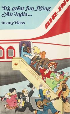 an advertisement for air india showing people boarding the plane