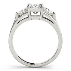 This romantic ring features 1/3 ctw. of dazzling diamonds that adorn the band. A 1.0 - 1.0 ct. square shape stone can be set with this ring.This ring can be customized for other stone sizes or shapes. Please contact us for assistance. Modern Moissanite Asscher Cut Wedding Ring, Modern Round Cut Rings For Proposal, Timeless Princess Cut 14k White Gold Wedding Ring, Timeless Princess Cut Moissanite Rings, Timeless Moissanite Rings Princess Cut, Square Cut Moissanite Rings With Diamond Accents For Weddings, Timeless Moissanite Princess Cut Rings, Square Cut Diamond Promise Ring, Timeless Square Cut Diamond White Wedding Rings