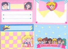 sailor moon themed stationery paper with cartoon characters on the front and back cover,