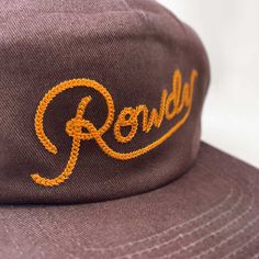 Y'all all know who they are. Those hootin', hollerin', ruffian typa kids. To some, they're down right disorderly. To others, they're enjoyable. We're used to em' over here on River Road. the design: rowdy the color: brown hat with gold chain stitching the fit: fits ages 3-10 about: crown height: medium cotton/twill fabric slightly pliable bill snapback closure 5 panel seamless front River Road label chainstitch embroidered logo River Road, Brown Hats, Hat Patches, On The Road Again, Twill Fabric, Chain Stitch, Cotton Twill Fabric, Apparel Design, Snapback Hat