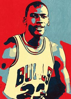 a painting of a basketball player with the number 32 on his jersey