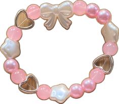 Cute Pink Bow Jewelry, Cute Pink Jewelry With Bow, Cute White Heart Bracelet, Kawaii Pink Bracelet For Party, Cute Heart-shaped Beaded Bracelets, Cute Heart Bracelet For Valentine's Day, Pink Heart Bracelet For Parties, Cute White Jewelry With Ribbon, Pink Heart-shaped Jewelry With Bow